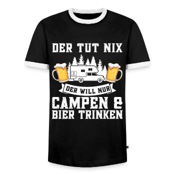 Campen Bier Camping & bier Bier Geschenk - Männer Kontrast-T-Shirt - Schwarz/Weiß - Vorne - AI Model Female 172 light (172cm) & AI Model Male 178 light (178cm)