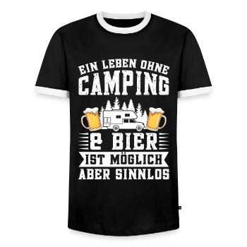 Campen Bier Camping & bier Bier Geschenk - Männer Kontrast-T-Shirt - Schwarz/Weiß - Vorne - AI Model Female 172 light (172cm) & AI Model Male 178 light (178cm)