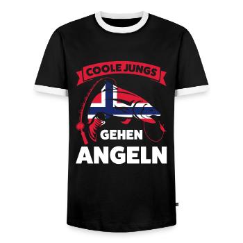 Angler Norwegisch Angeln Norwegen Geschenk - Männer Kontrast-T-Shirt - Schwarz/Weiß - Vorne - AI Model Female 172 light (172cm) & AI Model Male 178 light (178cm)
