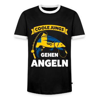 Schwedisch Angler Angeln Schweden Geschenk - Männer Kontrast-T-Shirt - Schwarz/Weiß - Vorne - AI Model Female 172 light (172cm) & AI Model Male 178 light (178cm)