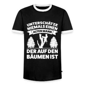 Baumkletterer Arborist Baumklettern Geschenk - Männer Kontrast-T-Shirt - Schwarz/Weiß - Vorne - AI Model Female 172 light (172cm) & AI Model Male 178 light (178cm)