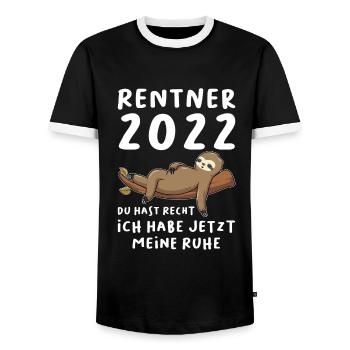 Rentner 2022 Faultier Ruhestand Geschenk - Männer Kontrast-T-Shirt - Schwarz/Weiß - Vorne - AI Model Female 172 light (172cm) & AI Model Male 178 light (178cm)