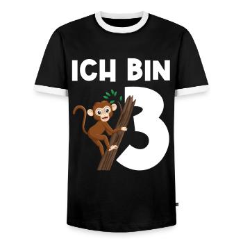 3.Geburtstag Affe Geburtstagsparty Geschenk - Männer Kontrast-T-Shirt - Schwarz/Weiß - Vorne - AI Model Female 172 light (172cm) & AI Model Male 178 light (178cm)