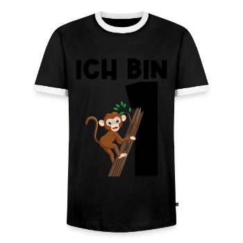 1.Geburtstag Affe 1 Jahr alt Geschenk - Männer Kontrast-T-Shirt - Schwarz/Weiß - Vorne - AI Model Female 172 light (172cm) & AI Model Male 178 light (178cm)