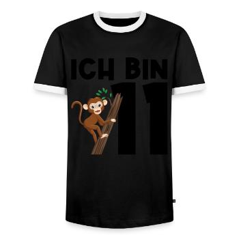 11. Geburtstag Affe 11 Jahre alt Geschenk - Männer Kontrast-T-Shirt - Schwarz/Weiß - Vorne - AI Model Female 172 light (172cm) & AI Model Male 178 light (178cm)