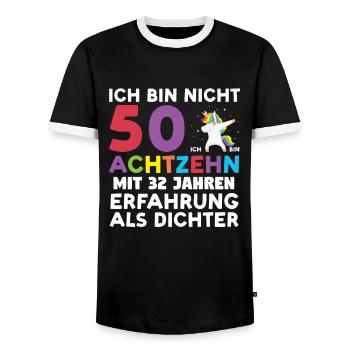 50. Geburtstag Einhorn 50 Jahre Geschenk - Männer Kontrast-T-Shirt - Schwarz/Weiß - Vorne - AI Model Female 172 light (172cm) & AI Model Male 178 light (178cm)