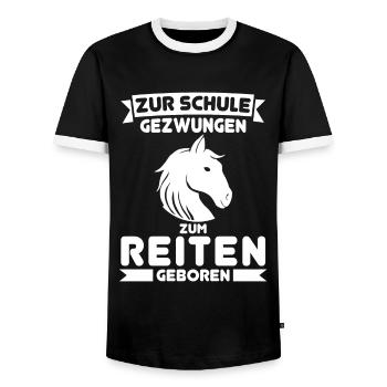 Schulkind Reiterin Pferdeliebhaberin Geschenk - Männer Kontrast-T-Shirt - Schwarz/Weiß - Vorne - AI Model Female 172 light (172cm) & AI Model Male 178 light (178cm)