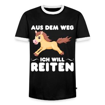Reiten Mädchen Reitsport Geschenk - Männer Kontrast-T-Shirt - Schwarz/Weiß - Vorne - AI Model Female 172 light (172cm) & AI Model Male 178 light (178cm)