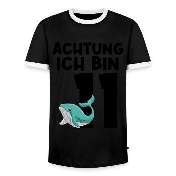 11. Geburtstag Wal 11 Jahre alt Geschenk - Männer Kontrast-T-Shirt - Schwarz/Weiß - Vorne - AI Model Female 172 light (172cm) & AI Model Male 178 light (178cm)
