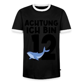 12. Geburtstag Wal 12 Jahre alt Geschenk - Männer Kontrast-T-Shirt - Schwarz/Weiß - Vorne - AI Model Female 172 light (172cm) & AI Model Male 178 light (178cm)