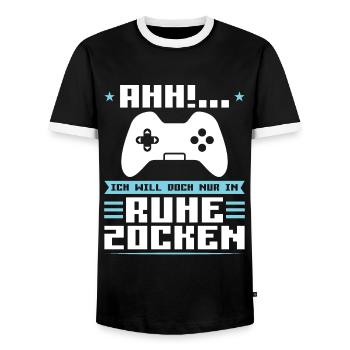 Gaming Zocken Gamer Geschenk - Männer Kontrast-T-Shirt - Schwarz/Weiß - Vorne - AI Model Female 172 light (172cm) & AI Model Male 178 light (178cm)