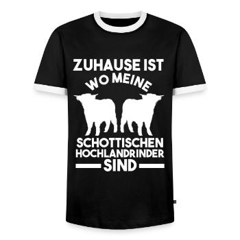 Hochlandrind Zucht Hochlandrinder Geschenk - Männer Kontrast-T-Shirt - Schwarz/Weiß - Vorne - AI Model Female 172 light (172cm) & AI Model Male 178 light (178cm)