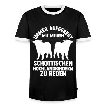 Hochlandrind Zucht Hochlandrind Züchter Geschenk - Männer Kontrast-T-Shirt - Schwarz/Weiß - Vorne - AI Model Female 172 light (172cm) & AI Model Male 178 light (178cm)