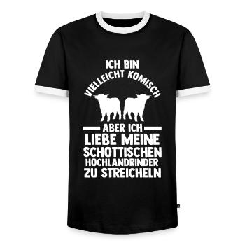 Hochlandrind Zucht Schottland Geschenk - Männer Kontrast-T-Shirt - Schwarz/Weiß - Vorne - AI Model Female 172 light (172cm) & AI Model Male 178 light (178cm)