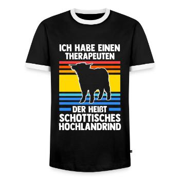 Hochlandrind Zucht Schottland Geschenk - Männer Kontrast-T-Shirt - Schwarz/Weiß - Vorne - AI Model Female 172 light (172cm) & AI Model Male 178 light (178cm)