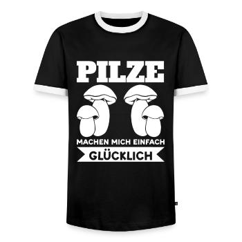 Pilze Sammeln Pilzsuche Geschenk - Männer Kontrast-T-Shirt - Schwarz/Weiß - Vorne - AI Model Female 172 light (172cm) & AI Model Male 178 light (178cm)