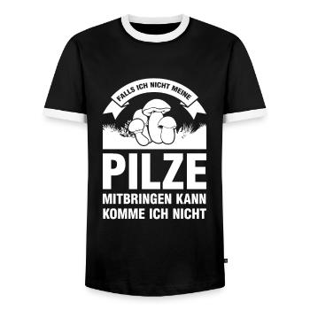 Pilze Sammeln Pilzsuche Geschenk - Männer Kontrast-T-Shirt - Schwarz/Weiß - Vorne - AI Model Female 172 light (172cm) & AI Model Male 178 light (178cm)