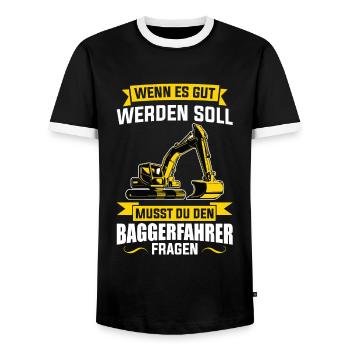 Baggerfahrer Job Bauarbeiten Geschenk - Männer Kontrast-T-Shirt - Schwarz/Weiß - Vorne - AI Model Female 172 light (172cm) & AI Model Male 178 light (178cm)