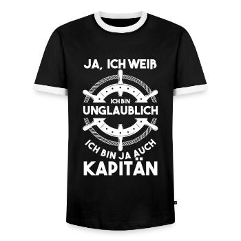 Kapitän Boot Bootsfahrer Geschenk - Männer Kontrast-T-Shirt - Schwarz/Weiß - Vorne - AI Model Female 172 light (172cm) & AI Model Male 178 light (178cm)