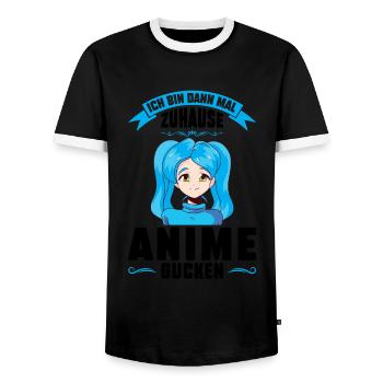 Otaku Japan Anime Merch Anime Merch Geschenk - Männer Kontrast-T-Shirt - Schwarz/Weiß - Vorne - AI Model Female 172 light (172cm) & AI Model Male 178 light (178cm)
