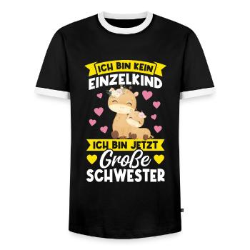 2 Giraffen Grosse Schwester Schwestern Geschenk - Männer Kontrast-T-Shirt - Schwarz/Weiß - Vorne - AI Model Female 172 light (172cm) & AI Model Male 178 light (178cm)