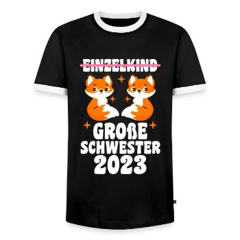 Schwestern Fuchs grosse Schwester Fuchs Geschenk - Männer Kontrast-T-Shirt - Schwarz/Weiß - Vorne - AI Model Female 172 light (172cm) & AI Model Male 178 light (178cm)