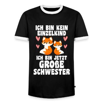 Schwestern Fuchs grosse Schwester Fuchs Geschenk - Männer Kontrast-T-Shirt - Schwarz/Weiß - Vorne - AI Model Female 172 light (172cm) & AI Model Male 178 light (178cm)