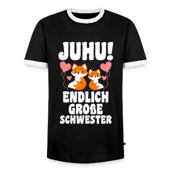 Schwestern Fuchs grosse Schwester Fuchs Geschenk - Männer Kontrast-T-Shirt - Schwarz/Weiß - Vorne - AI Model Female 172 light (172cm) & AI Model Male 178 light (178cm)