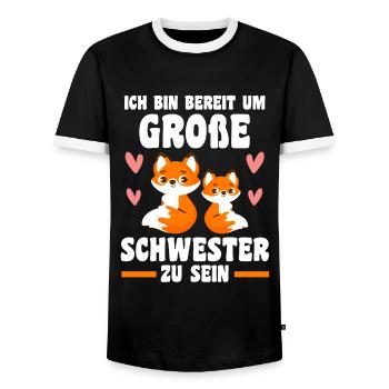 Schwestern Fuchs grosse Schwester Fuchs Geschenk - Männer Kontrast-T-Shirt - Schwarz/Weiß - Vorne - AI Model Female 172 light (172cm) & AI Model Male 178 light (178cm)