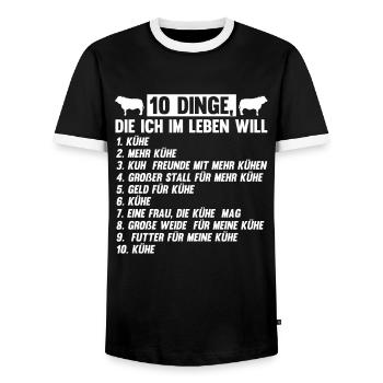 Kühe Kuh Kuh Besitzer Geschenk - Männer Kontrast-T-Shirt - Schwarz/Weiß - Vorne - AI Model Female 172 light (172cm) & AI Model Male 178 light (178cm)