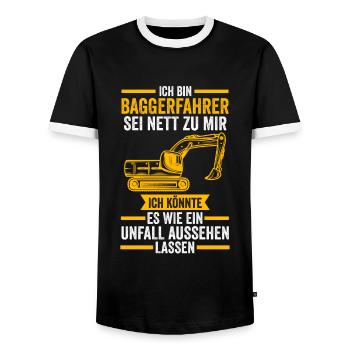 Baggerfahrer Job Baumaschine Geschenk - Männer Kontrast-T-Shirt - Schwarz/Weiß - Vorne - AI Model Female 172 light (172cm) & AI Model Male 178 light (178cm)