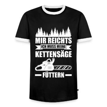 Baumpfleger Forstwirt Kettensäge Geschenk - Männer Kontrast-T-Shirt - Schwarz/Weiß - Vorne - AI Model Female 172 light (172cm) & AI Model Male 178 light (178cm)