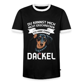 Dackel Hund Hundehalter Geschenk - Männer Kontrast-T-Shirt - Schwarz/Weiß - Vorne - AI Model Female 172 light (172cm) & AI Model Male 178 light (178cm)