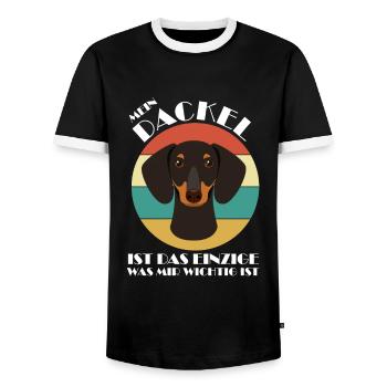 Dackel Hund Dackel Hund Geschenk - Männer Kontrast-T-Shirt - Schwarz/Weiß - Vorne - AI Model Female 172 light (172cm) & AI Model Male 178 light (178cm)