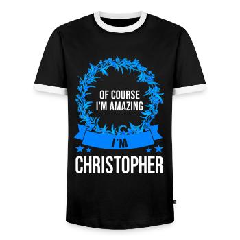 Vorname Christopher Name Christopher Geschenk - Männer Kontrast-T-Shirt - Schwarz/Weiß - Vorne - AI Model Female 172 light (172cm) & AI Model Male 178 light (178cm)