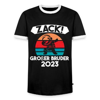 Großer Bruder 2023 Dabbing Grosser Bruder 2023 Ges - Männer Kontrast-T-Shirt - Schwarz/Weiß - Vorne - AI Model Female 172 light (172cm) & AI Model Male 178 light (178cm)