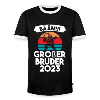 Großer Bruder 2023 Dabbing Grosser Bruder 2023 Ges - Männer Kontrast-T-Shirt - Schwarz/Weiß - Vorne - AI Model Female 172 light (172cm) & AI Model Male 178 light (178cm)