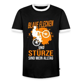 Mountainbike Rennen Mountainbike Fahrer Geschenk - Männer Kontrast-T-Shirt - Schwarz/Weiß - Vorne - AI Model Female 172 light (172cm) & AI Model Male 178 light (178cm)