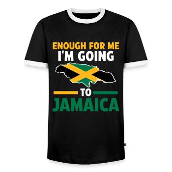 Jamaika Jamaikanische Flagge Jamaikanisches Gesche - Männer Kontrast-T-Shirt - Schwarz/Weiß - Vorne - AI Model Female 172 light (172cm) & AI Model Male 178 light (178cm)