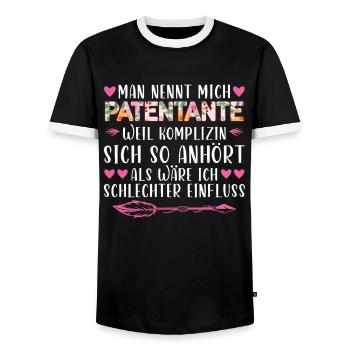 Patentante Taufe Patin Geschenk - Männer Kontrast-T-Shirt - Schwarz/Weiß - Vorne - AI Model Female 172 light (172cm) & AI Model Male 178 light (178cm)