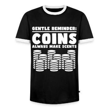 Münzen Münzen Sammler Numismatiker Geschenk - Männer Kontrast-T-Shirt - Schwarz/Weiß - Vorne - AI Model Female 172 light (172cm) & AI Model Male 178 light (178cm)