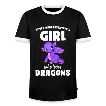 Drache Drachen magische Kreatur Geschenk - Männer Kontrast-T-Shirt - Schwarz/Weiß - Vorne - AI Model Female 172 light (172cm) & AI Model Male 178 light (178cm)