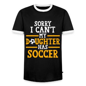 Soccer Mom Tochter Soccer Mom Sport Geschenk - Männer Kontrast-T-Shirt - Schwarz/Weiß - Vorne - AI Model Female 172 light (172cm) & AI Model Male 178 light (178cm)