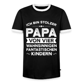 Papa 4 Kinder Papa von 4 Kindern Geschenk - Männer Kontrast-T-Shirt - Schwarz/Weiß - Vorne - AI Model Female 172 light (172cm) & AI Model Male 178 light (178cm)