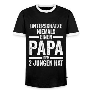 Papa 2 Söhne Vater Geschenk - Männer Kontrast-T-Shirt - Schwarz/Weiß - Vorne - AI Model Female 172 light (172cm) & AI Model Male 178 light (178cm)