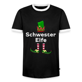 Schwester Elfe Geschwister Geschenk - Männer Kontrast-T-Shirt - Schwarz/Weiß - Vorne - AI Model Female 172 light (172cm) & AI Model Male 178 light (178cm)