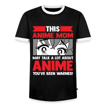 anime merch Anime anime mom Geschenk - Männer Kontrast-T-Shirt - Schwarz/Weiß - Vorne - AI Model Female 172 light (172cm) & AI Model Male 178 light (178cm)