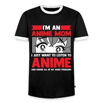 anime merch Anime anime mom Geschenk - Männer Kontrast-T-Shirt - Schwarz/Weiß - Vorne - AI Model Female 172 light (172cm) & AI Model Male 178 light (178cm)