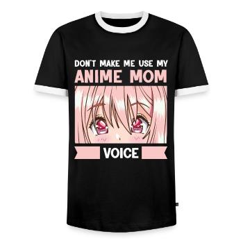 anime merch Anime anime mom Geschenk - Männer Kontrast-T-Shirt - Schwarz/Weiß - Vorne - AI Model Female 172 light (172cm) & AI Model Male 178 light (178cm)
