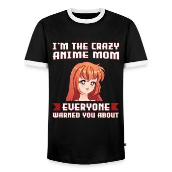 anime merch Anime anime mom Geschenk - Männer Kontrast-T-Shirt - Schwarz/Weiß - Vorne - AI Model Female 172 light (172cm) & AI Model Male 178 light (178cm)